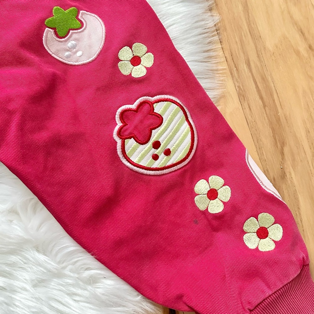Vintage Strawberry Shortcake Girls Snap Front Lined Bomber Jacket - Picture 4 of 12